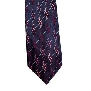Stefano Conti Italian Silk Abstract Wave Tie Mens OS Purple Burgundy Geometric